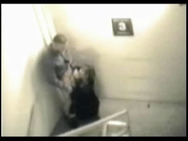 Stairway sex caught on tape at HomeMoviesTube pic