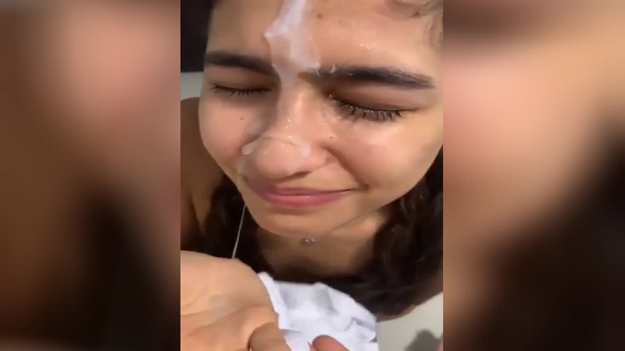 Latina gets thick unwanted facial at HomeMoviesTube
